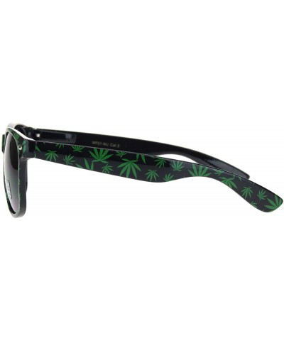 Marijuana Leaf Print Sunglasses Pothead Square Flex Fit Shades UV 400 - Shiny Black - C9196GWMEQX $6.82 Square