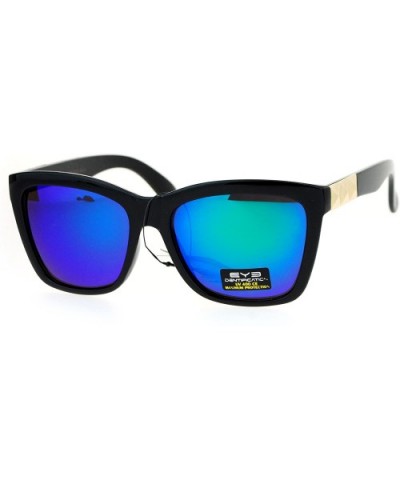 Pyramid Stud Horn Rim Mirror Lens Plastic Sunglasses - Teal - CE12OB8OLFU $6.43 Rectangular