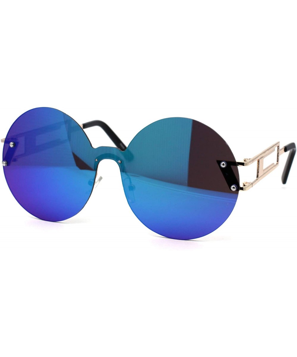 Color Mirror Round Shield Retro Circle Lens Hippie Sunglasses - Teal - C8185R7K8QH $7.53 Shield