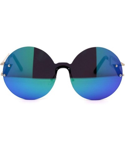 Color Mirror Round Shield Retro Circle Lens Hippie Sunglasses - Teal - C8185R7K8QH $7.53 Shield