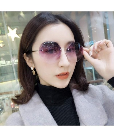 New Beach Round Sunglasses 2019 Fashion Retro Gradient Glasses (Gradient Purple) - Gradient Purple - CR18RRMW25I $9.34 Round
