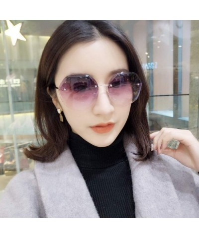 New Beach Round Sunglasses 2019 Fashion Retro Gradient Glasses (Gradient Purple) - Gradient Purple - CR18RRMW25I $9.34 Round