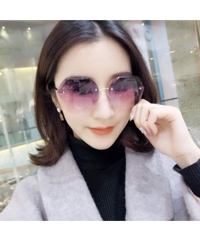 New Beach Round Sunglasses 2019 Fashion Retro Gradient Glasses (Gradient Purple) - Gradient Purple - CR18RRMW25I $9.34 Round