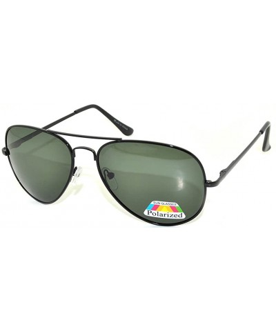 Classic Aviator Style Green Lens Sunglasses Metal Frame Black Color - CJ11T7KD9XV $6.13 Aviator