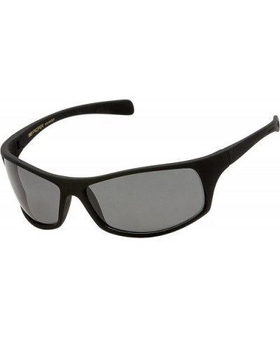 Polarized Wrap Around Sports Sunglasses - Black Matte Rubberized - Smoke - CC18CT6KAC0 $7.01 Sport