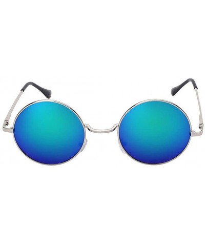 Men Round Mirror UV400 Sunglasses Women Steampunk Glasses Eyewear - Green - C31836G7I7X $8.26 Semi-rimless