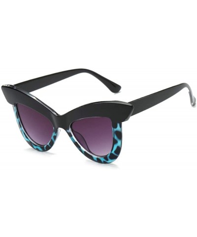 Vintage Cat Eye Sunglasses Women's Plastic Frame UV400 - Black Blue - CQ18N0ZGGNY $8.14 Rectangular