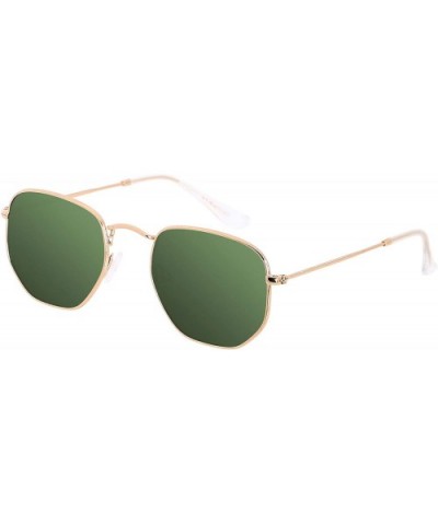 Polarized Sunglasses for Women Men Small Trendy Square Mirrored Vintage Sun Glasses Hexagonal - C818H50ULA5 $9.47 Square