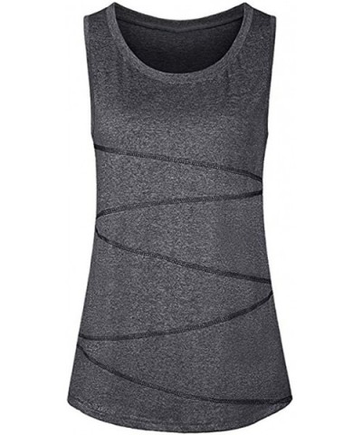 Women Sleeveless Yoga O-Neck Tops Activewear Running Workout Shirt Tunic Vest Tank Solid Color Soft Comfy Top - CL18NZSE4ON $...