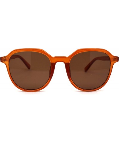 Mod Plastic Horn Rim Retro Round Rectangular Sunglasses - Orange Brown - CH196IIUZ4I $7.93 Rectangular