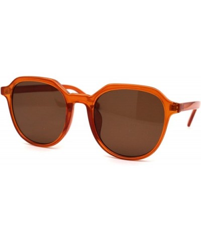 Mod Plastic Horn Rim Retro Round Rectangular Sunglasses - Orange Brown - CH196IIUZ4I $7.93 Rectangular