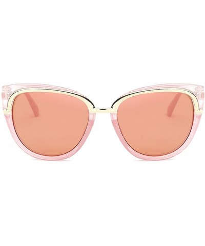 New Fashion Round Cateye Mirrored Sunglasses For Women Classic Style Vintage Inspired Fashion - Pink/Pink - C812IOUXUSD $10.7...