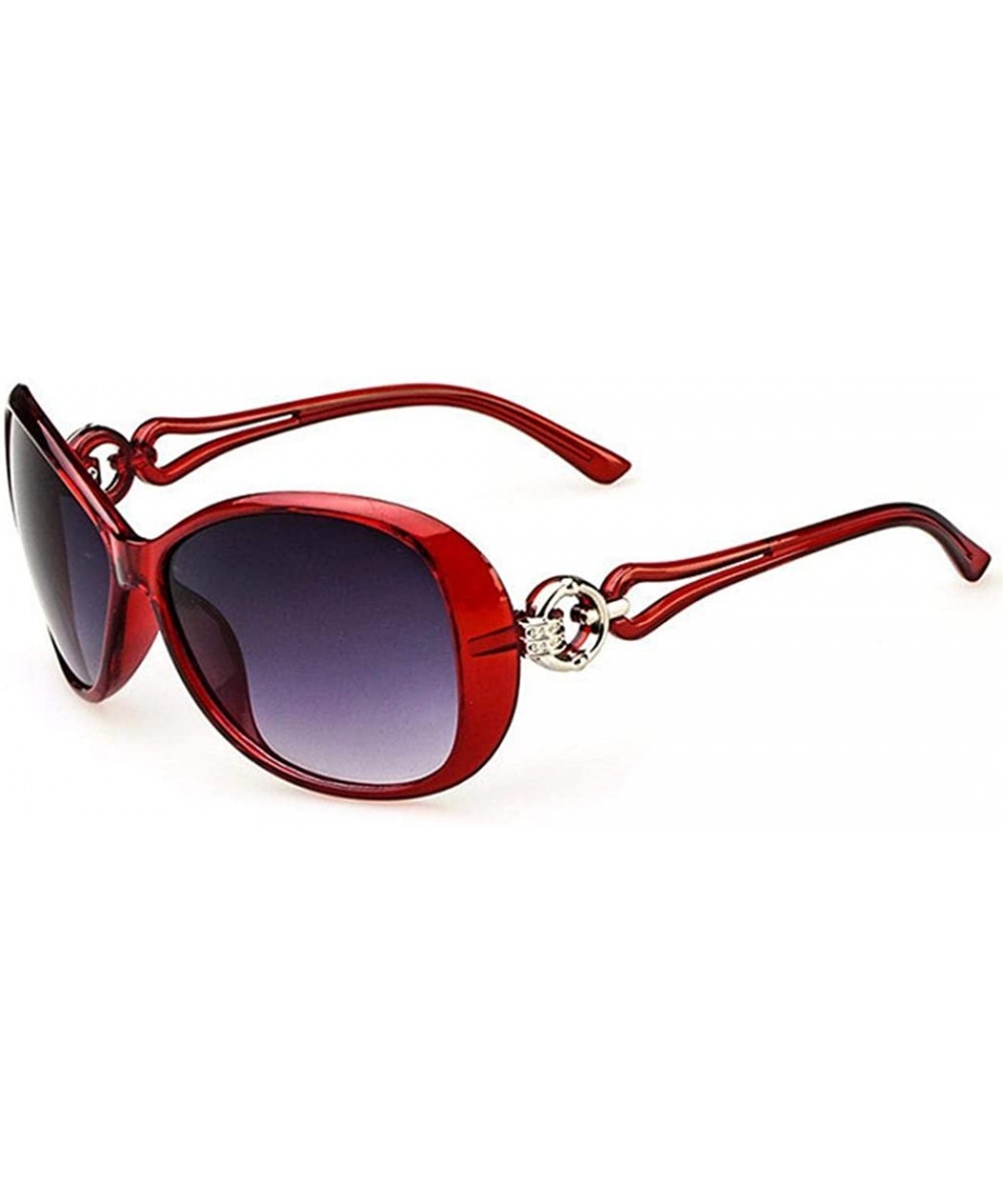Women Fashion Oval Shape UV400 Framed Sunglasses Sunglasses - Wine Red - C7196QRG70Y $10.72 Oval