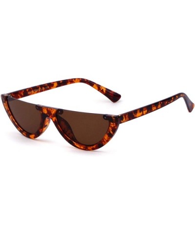 Semi Rimeless Sunglasses Half Round Vintage Retro Clout Goggles - Leopard - CQ188HLTT6W $7.83 Rimless