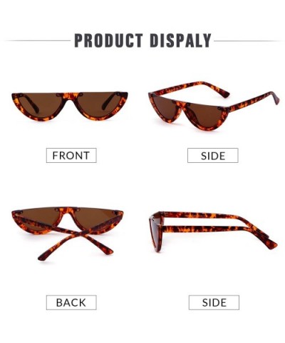 Semi Rimeless Sunglasses Half Round Vintage Retro Clout Goggles - Leopard - CQ188HLTT6W $7.83 Rimless