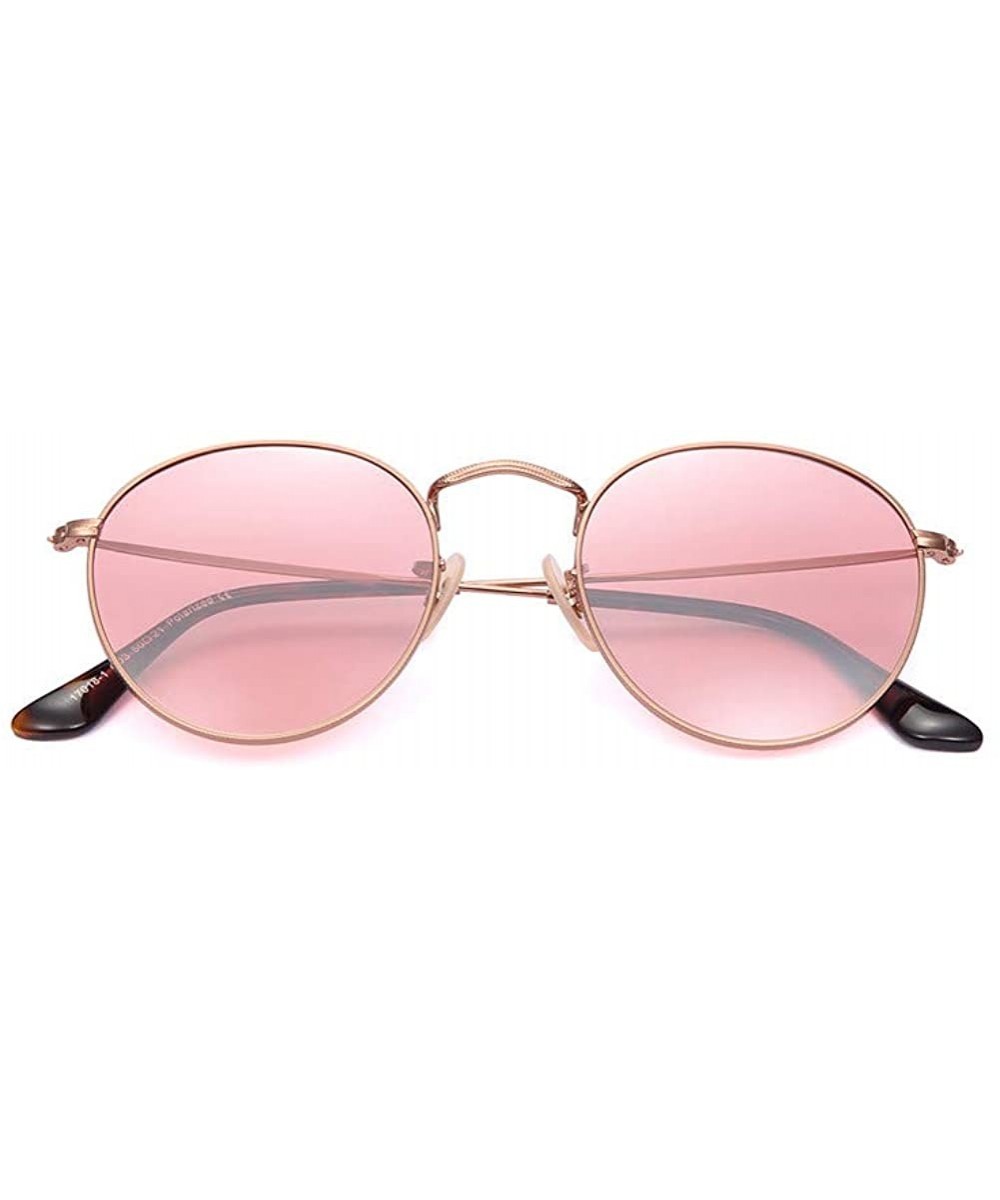 Round Retro Polarized Stainless Steel Sunglasses Metal Small Frame Colorful For Women - CN18LG0O6D6 $9.53 Shield