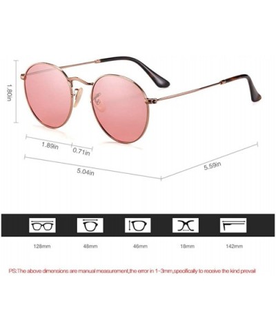 Round Retro Polarized Stainless Steel Sunglasses Metal Small Frame Colorful For Women - CN18LG0O6D6 $9.53 Shield