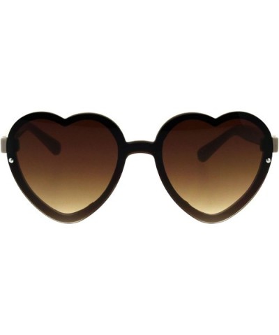 Womens Heart Shape Sunglasses Rims Behind Lens Heart Frame - Beige (Brown) - C018GAX4CS3 $8.94 Oval