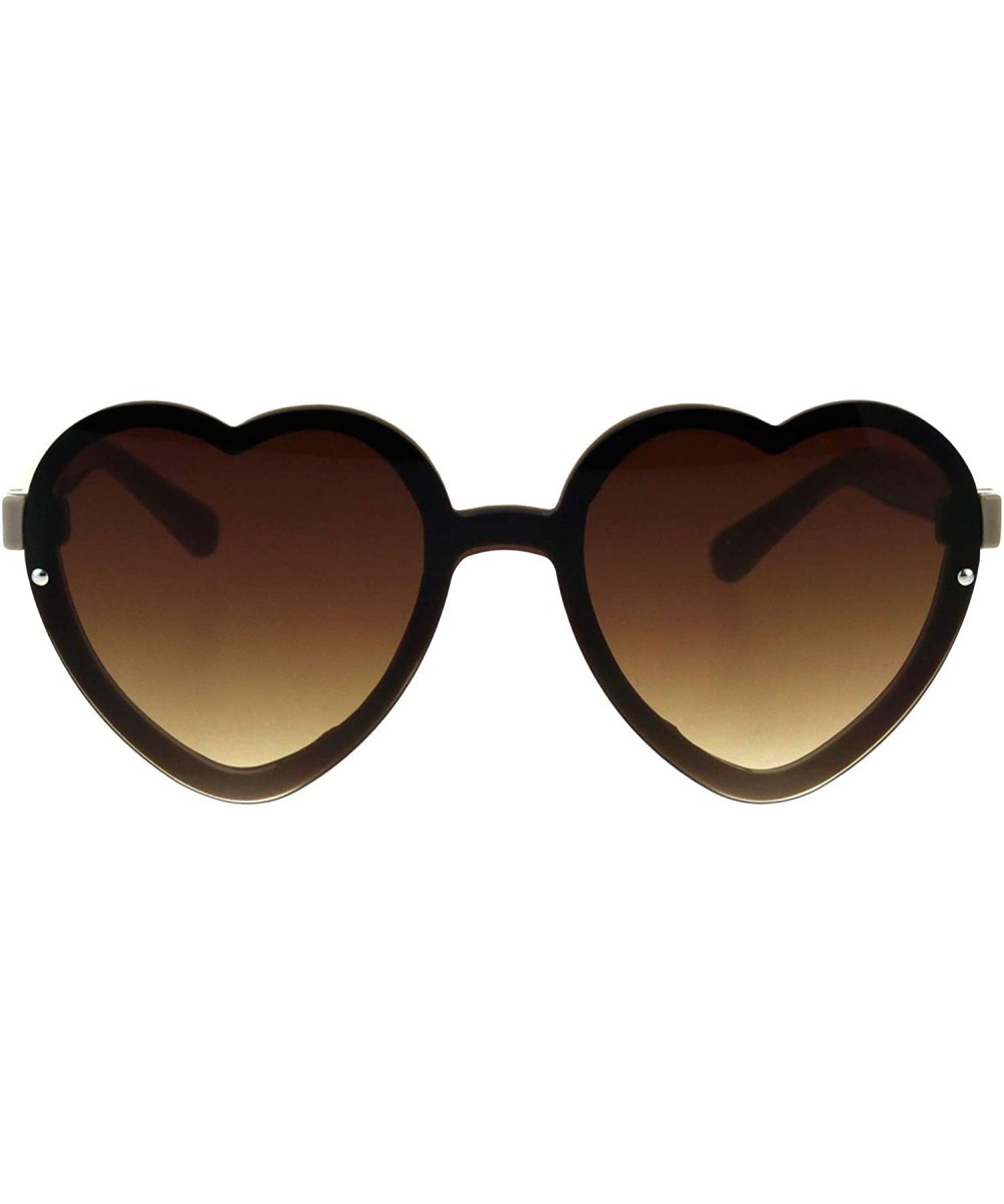 Womens Heart Shape Sunglasses Rims Behind Lens Heart Frame - Beige (Brown) - C018GAX4CS3 $8.94 Oval