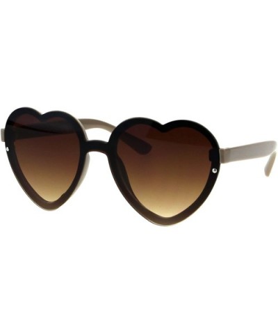 Womens Heart Shape Sunglasses Rims Behind Lens Heart Frame - Beige (Brown) - C018GAX4CS3 $8.94 Oval