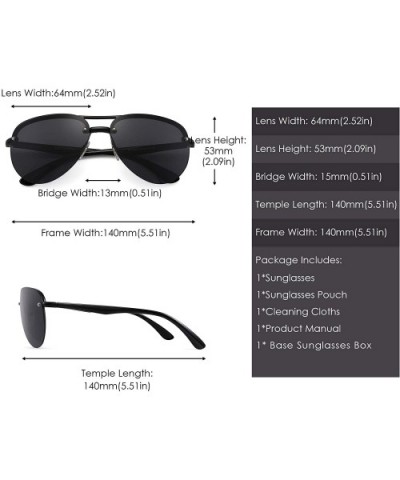 Retro Aviator Sunglasses Lightweight Rimless Shades for Men Women - Black Frame / Grey Lens - CG192UTDY6O $12.71 Oversized