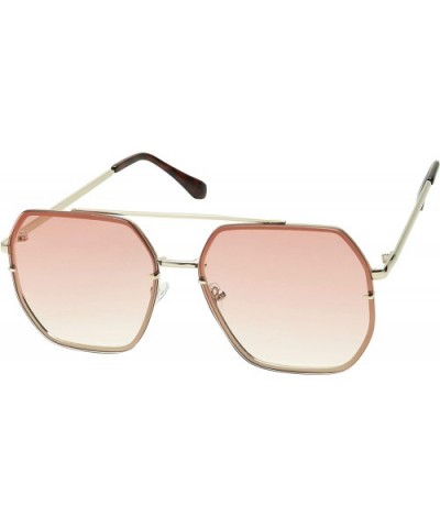 Large Oversize Retro Chic Heptagon Sunglasses Flat Lens Geometric Metal Frame Women's Fashion Shades - Pink - C618Y76697G $11...