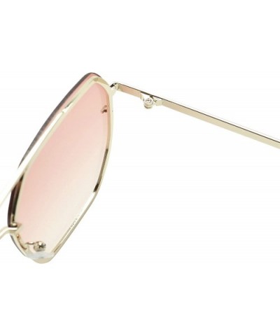 Large Oversize Retro Chic Heptagon Sunglasses Flat Lens Geometric Metal Frame Women's Fashion Shades - Pink - C618Y76697G $11...