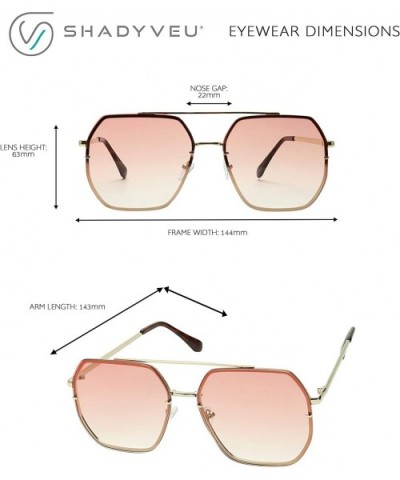 Large Oversize Retro Chic Heptagon Sunglasses Flat Lens Geometric Metal Frame Women's Fashion Shades - Pink - C618Y76697G $11...