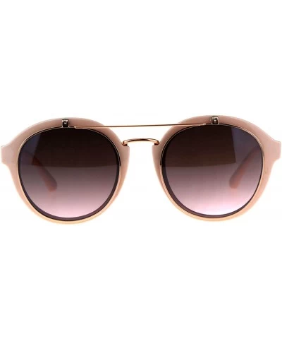 Flip Up Retro Round Vintage Style Plastic Party Shade Sunglasses Peach Brown Pink - CR18E3XTH02 $8.32 Round