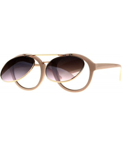 Flip Up Retro Round Vintage Style Plastic Party Shade Sunglasses Peach Brown Pink - CR18E3XTH02 $8.32 Round