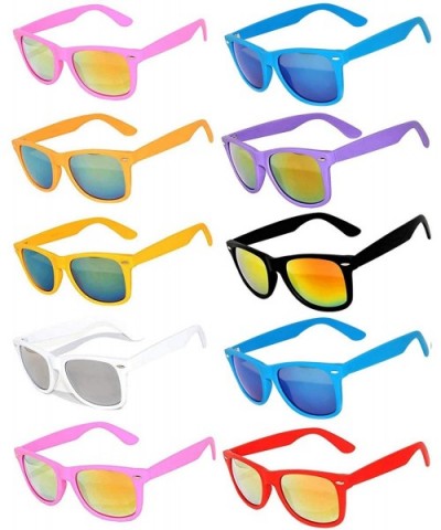 Retro Vintage Sunglasses Colorful Mirror Lens Matte Frame 3-5-6-10 Pairs. - 10_pack_mirror - CU1238YTNYZ $17.87 Rectangular
