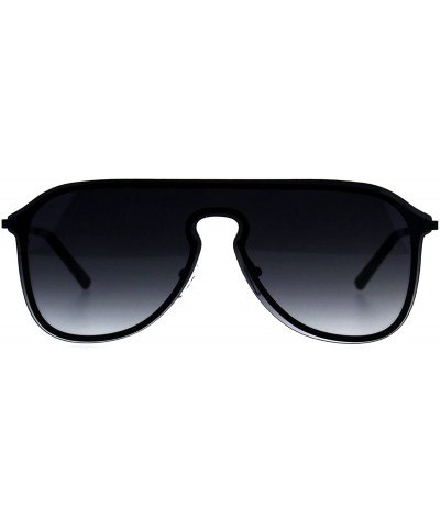 Mens Oversize Rimless Metal Trim Shield Racer Sunglasses - Black Smoke - C318CGNW8WE $12.20 Oversized