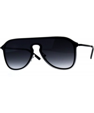 Mens Oversize Rimless Metal Trim Shield Racer Sunglasses - Black Smoke - C318CGNW8WE $12.20 Oversized