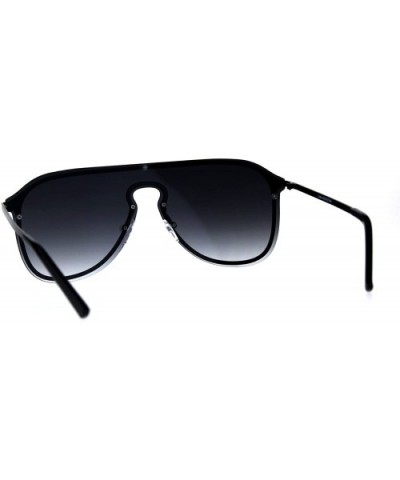 Mens Oversize Rimless Metal Trim Shield Racer Sunglasses - Black Smoke - C318CGNW8WE $12.20 Oversized