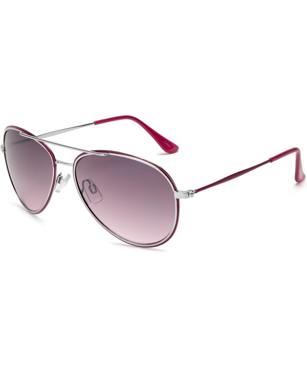 Women's 334SP Non Polarized Aviator Sunglasses - Silver Frame/Gradient Smoke to Pink Lens - One Size - CC115BN7NKN $17.68 Avi...