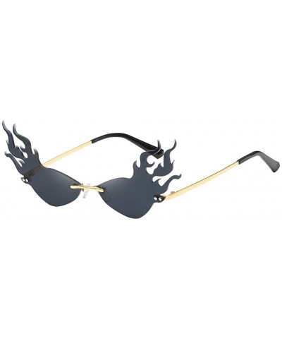 Irregular Flame Shape Sunglasses Fashion Flat Lens Mirrored Metal Frame Glasses - Red - CI196ASD9ME $8.52 Rectangular