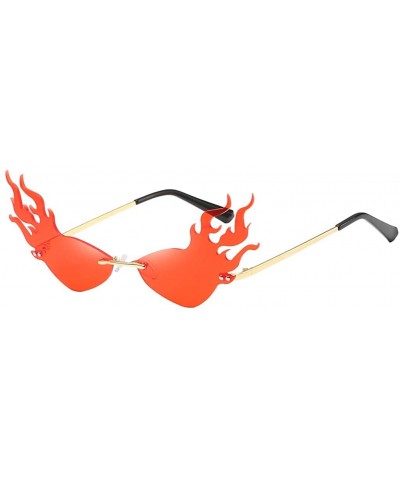 Irregular Flame Shape Sunglasses Fashion Flat Lens Mirrored Metal Frame Glasses - Red - CI196ASD9ME $8.52 Rectangular