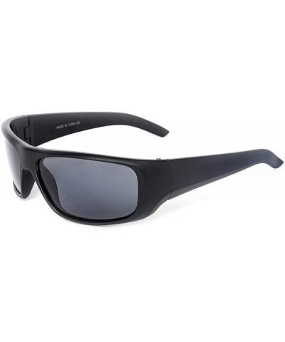 Polarized Wrap Sunglasses for Men Women Driving Fishing Running 8031 - Matt Black - CV192QQRRK3 $7.01 Wrap