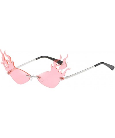 Irregular Flame Shape Sunglasses Fashion Flat Lens Mirrored Metal Frame Glasses - Red - CI196ASD9ME $8.52 Rectangular