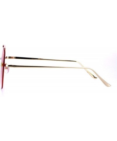 Womens Oversize Exposed Lens Rectangular Metal Rim Designer Sunglasses - Pink - CT18HU8Y4I9 $10.83 Rectangular