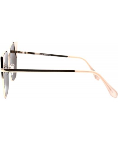 Womens Metal Rim Cat Eye Tip Rectangular Retro Sunglasses - Gold Brown - C418UXC2E68 $7.15 Rectangular