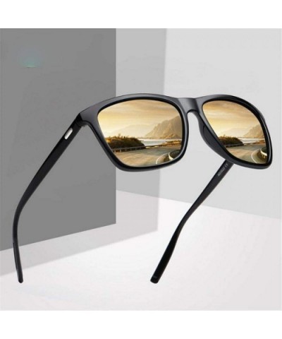 Classic Polarized Sunglasses Men Retro Brand Designer Sun Glasses Black Multi - Black - CO18XDWX64Q $5.39 Aviator