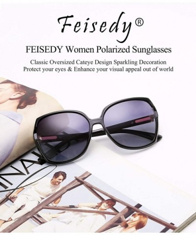 Women Polarized Sunglasses Classic Oversized Cateye Sparkling Design Anti Glare B2559 - Black - CR193XDSYDW $11.77 Square