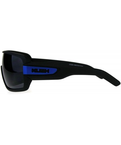 Mens Sporty Robotic Shield Kush Gangster Plastic Sunglasses - Black Blue - C618CNLKC2K $8.14 Rectangular
