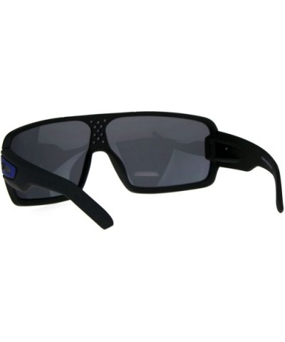 Mens Sporty Robotic Shield Kush Gangster Plastic Sunglasses - Black Blue - C618CNLKC2K $8.14 Rectangular