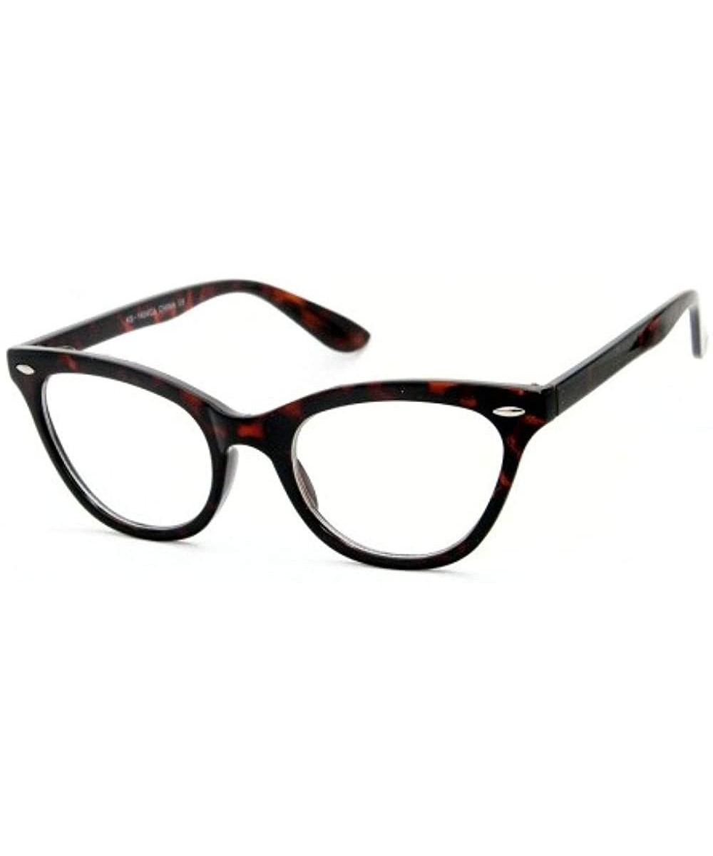 Vintage Inspired Half Tinted Frame Clear Lens Cat Eye Glasses - Tortoise-brown - CS18OAKLHO4 $6.64 Cat Eye