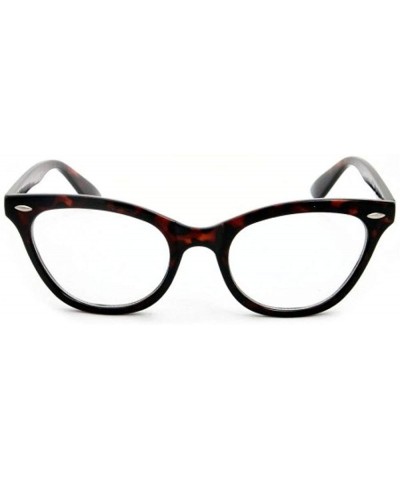 Vintage Inspired Half Tinted Frame Clear Lens Cat Eye Glasses - Tortoise-brown - CS18OAKLHO4 $6.64 Cat Eye