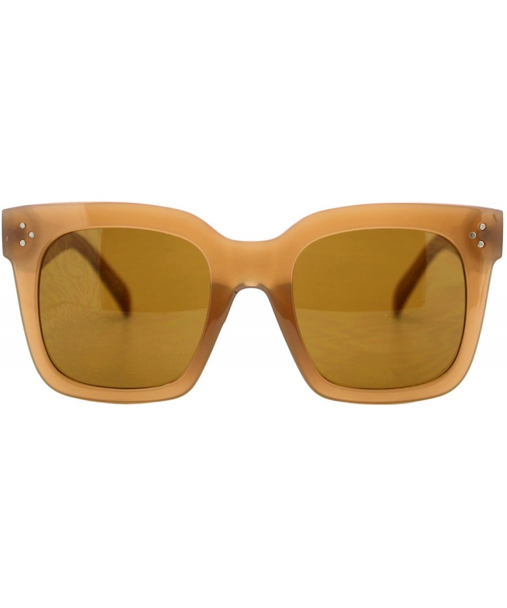 Womens Oversized Fashion Sunglasses Big Flat Square Frame UV 400 - Tan - CD12LXB0Z79 $8.36 Square