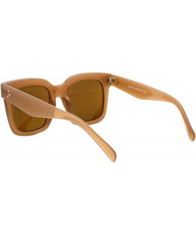 Womens Oversized Fashion Sunglasses Big Flat Square Frame UV 400 - Tan - CD12LXB0Z79 $8.36 Square