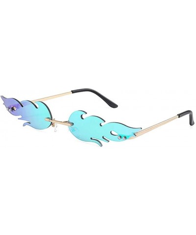 Rimless Retro Batman Vintage Fashion Style Sunglasses Steampunk Eyewear - Flame Green - CT1950SW57L $10.09 Rimless